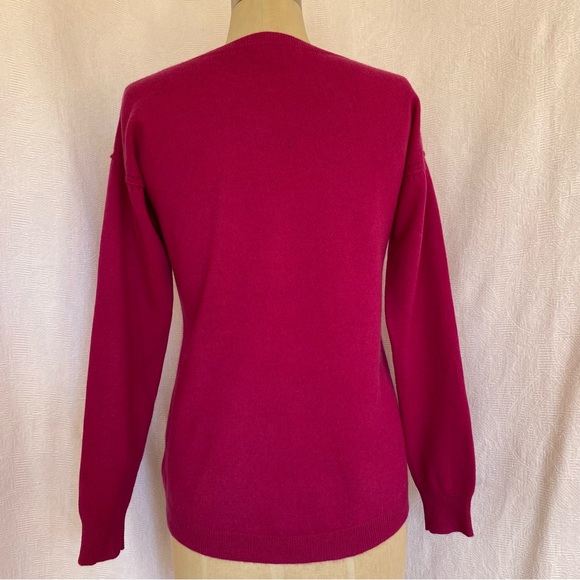 Pure cashmere 2ply Sm crewneck long sleeve dark pink - Picture 3 of 7